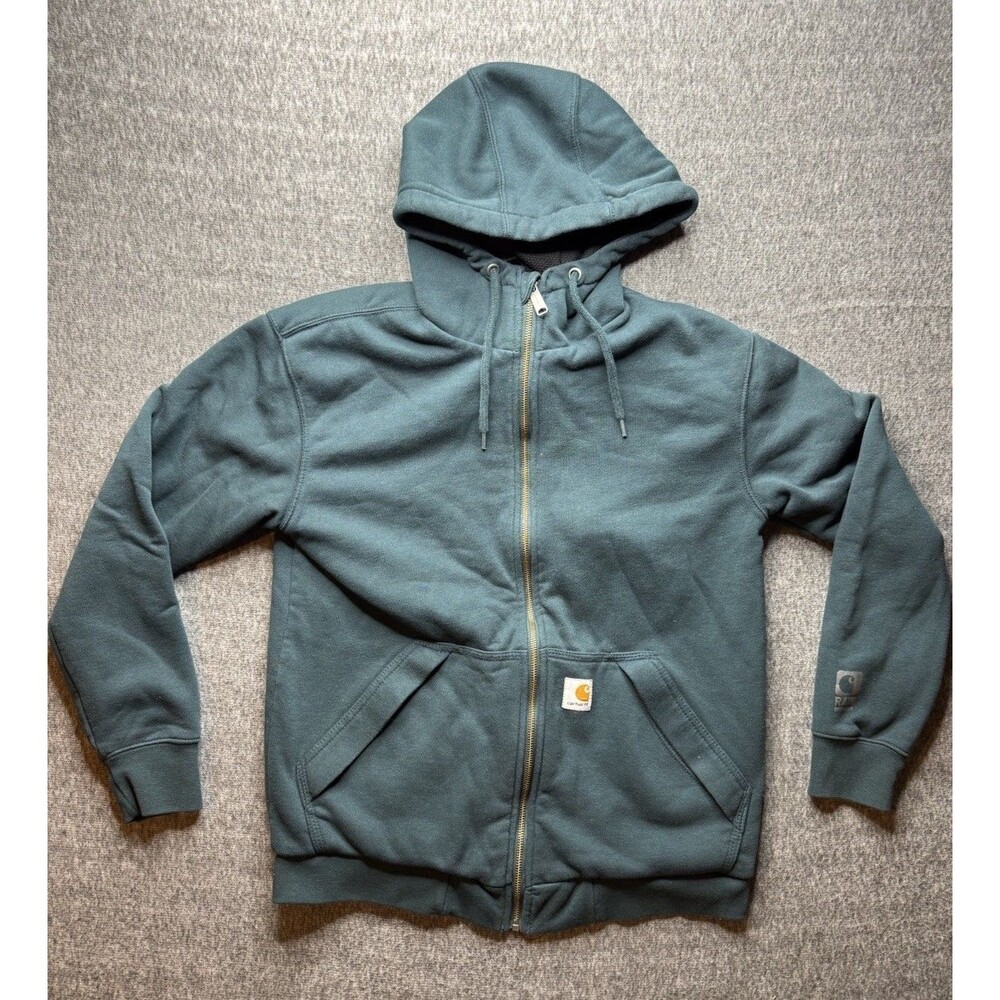 Carhartt Heavyweight Rain Defender Loose Fit Hooded Sweatshirt 1/4 Zip Green Sm